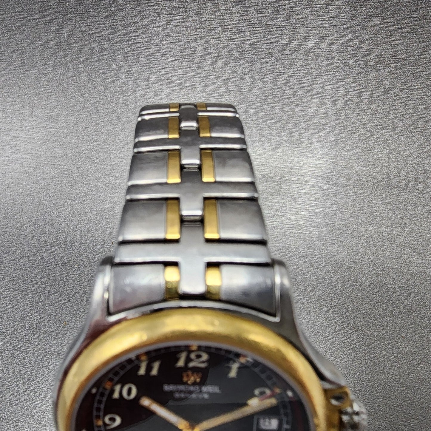 Raymond Weil Parsifal Watch Men 37mm Black Dial Two Tone Date Round READ!! NewBa6
