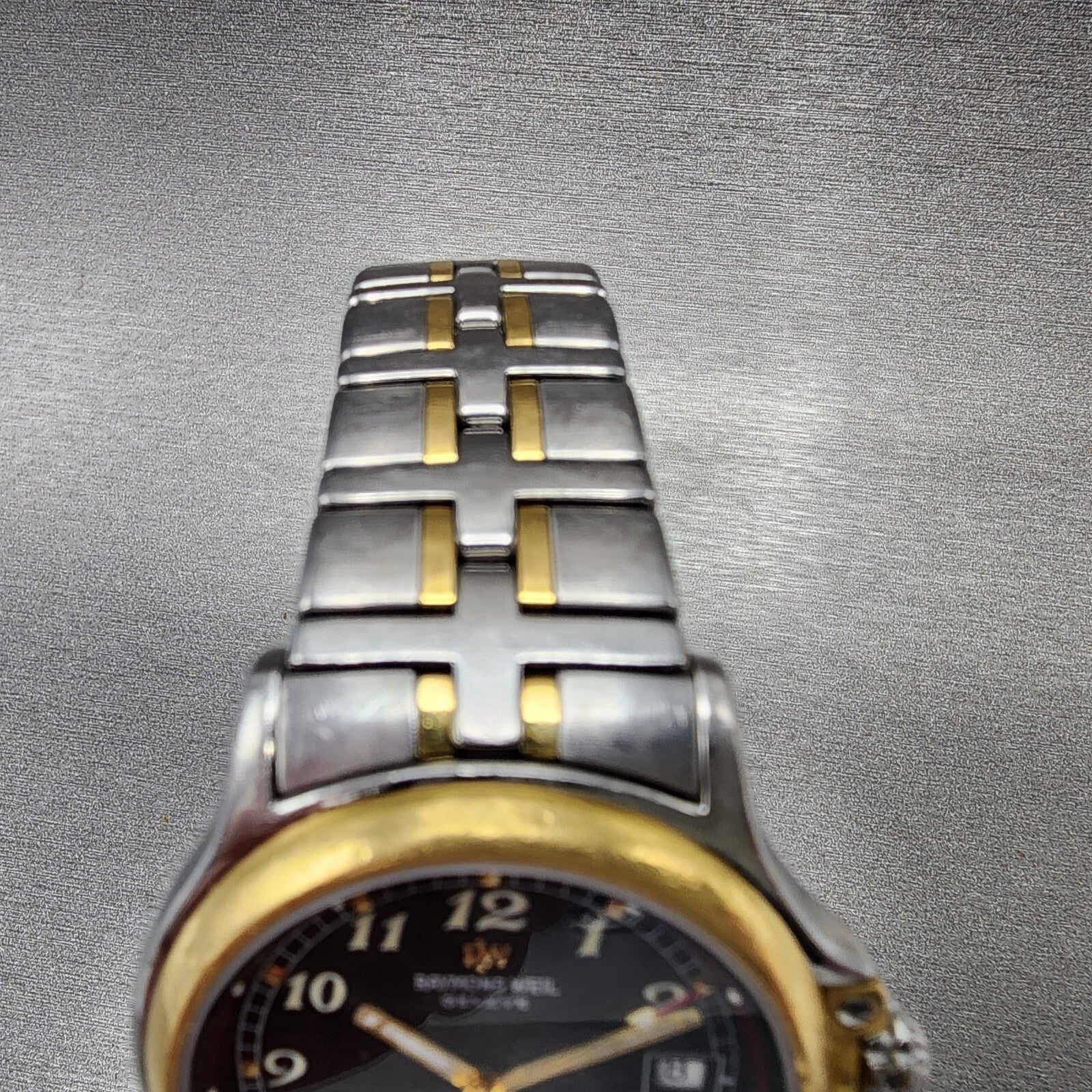Raymond Weil Parsifal Watch Men 37mm Black Dial Two Tone Date Round READ!! NewBa6