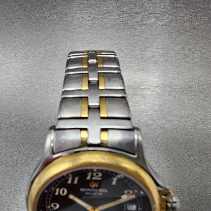 Raymond Weil Parsifal Watch Men 37mm Black Dial Two Tone Date Round READ!! NewBa6