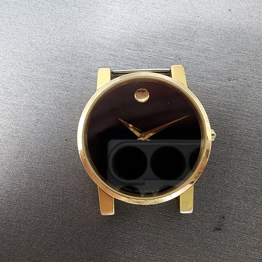 Movado Museum Watch 31mm Men Black Dial Gold Tone Round 87.G4.875 New Batt0