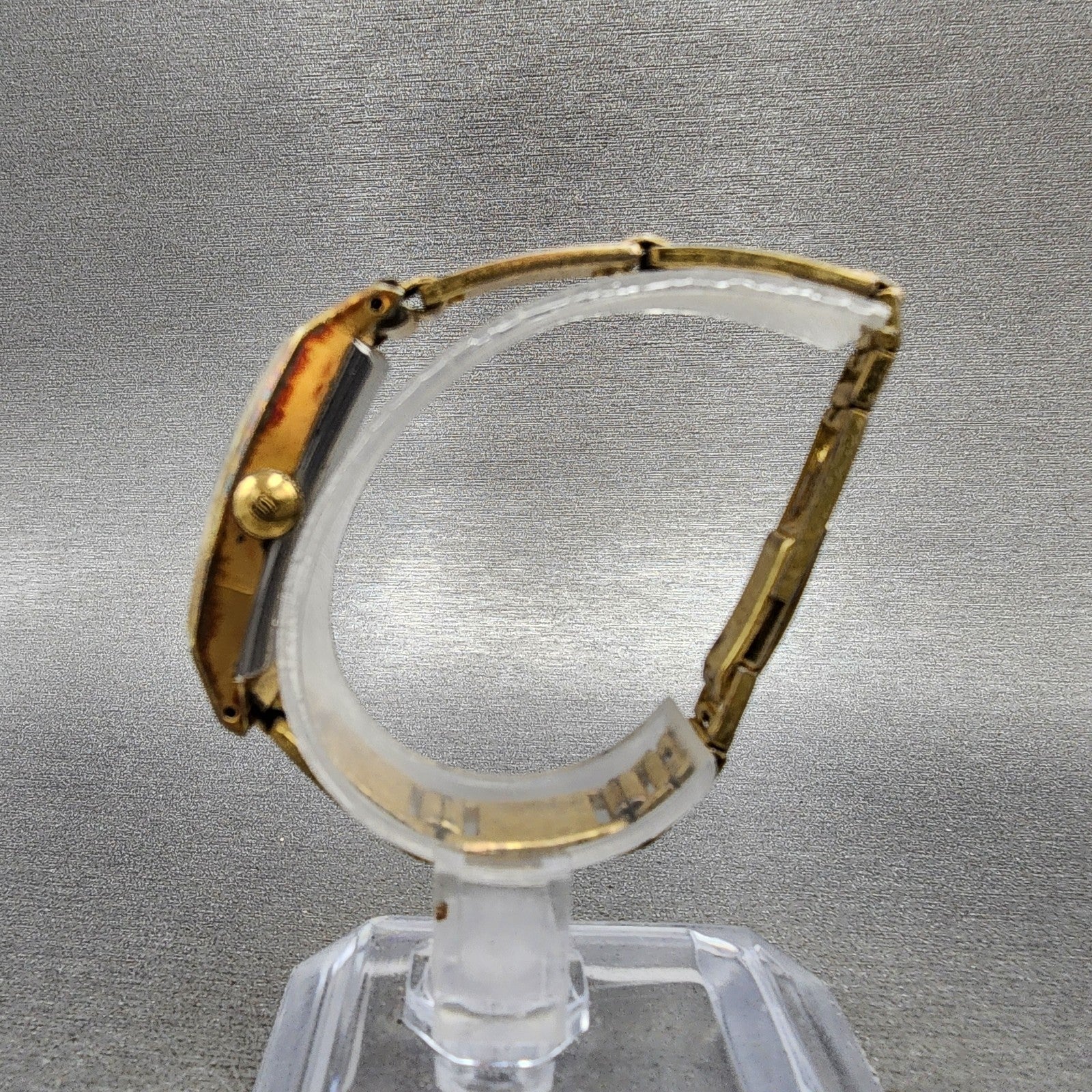 Seiko Venus Tank Watch Women 15mm Silver Dial Gold Plated Rectangle Manual Wind6