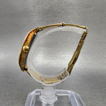 Seiko Venus Tank Watch Women 15mm Silver Dial Gold Plated Rectangle Manual Wind6