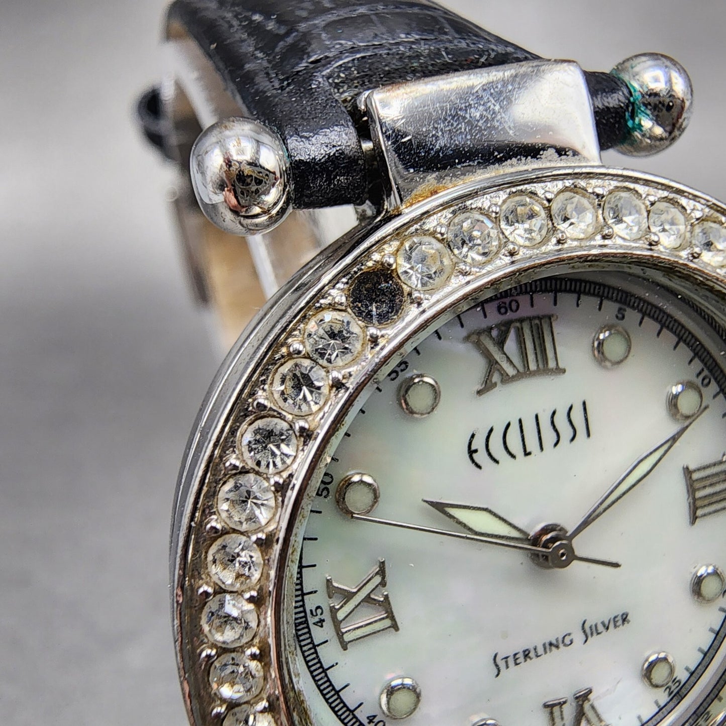 Ecclissi Watch Women 32mm MOP Dial Sterling Silver Round 22340 New Battery8