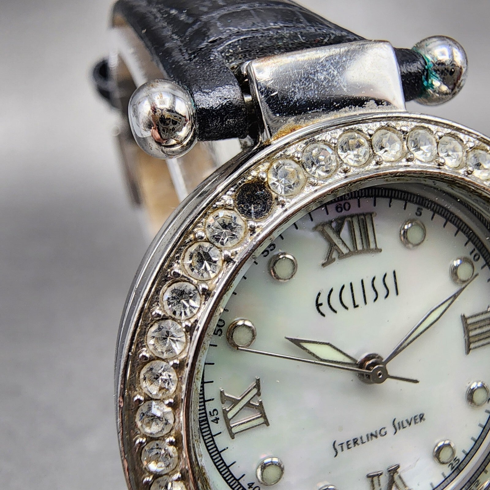 Ecclissi Watch Women 32mm MOP Dial Sterling Silver Round 22340 New Battery8