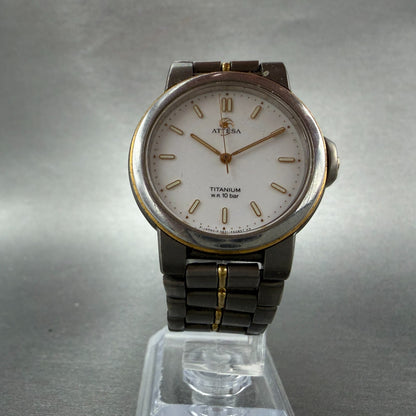 Citizen Attesa Watch Men 33mm White Dial Two Tone Titanium 5631-F60447 New Batt5