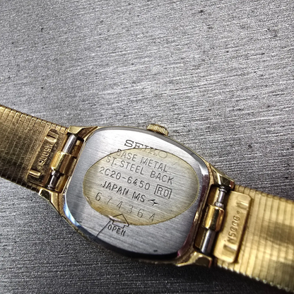 Seiko Watch Women 16mm Blue Dial Gold Tone Oval 2C20-6450 New Battery Vintage10
