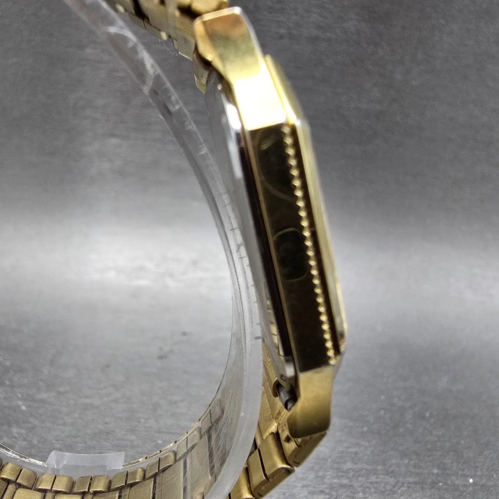 Bulova Tank Watch Men 29mm Silver Dial Gold Tone Date Octagon 92B29 PARTS VTG4