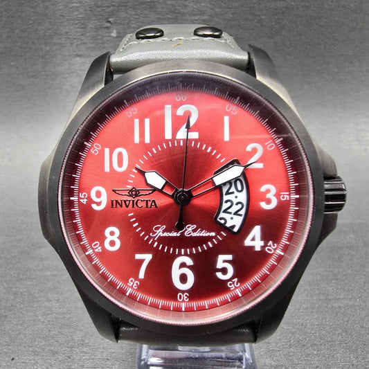 Invicta Special Edition Watch Men 53mm Red Dial Black Tone Date 18985 NewBattery0