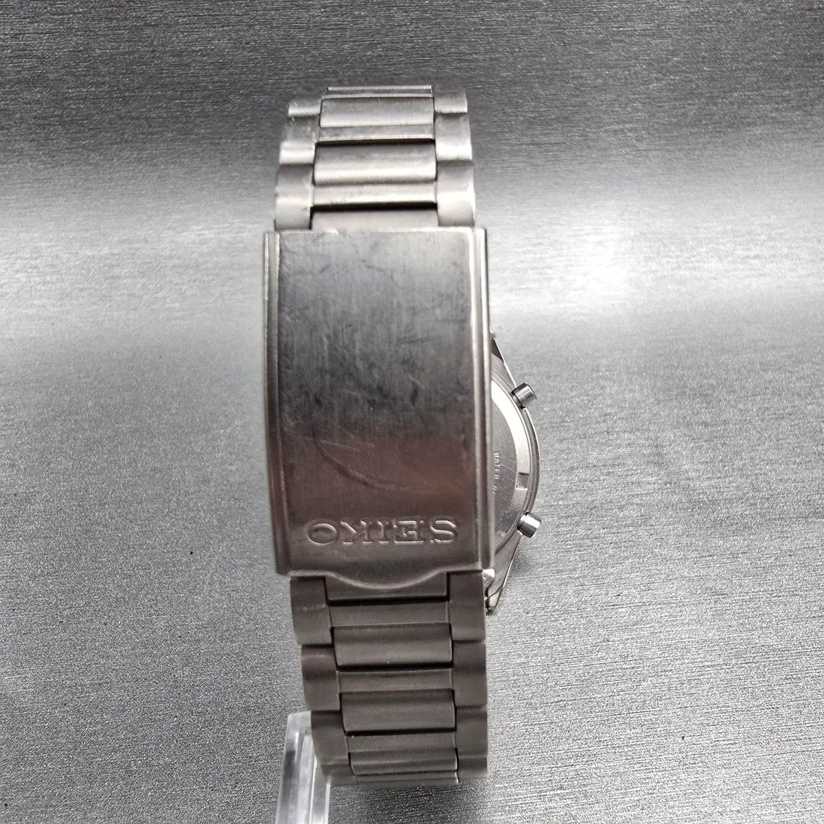 Seiko Sports 100 Chronograph Watch Men 37mm Gray Dial Titanium READ!!! New Batt7