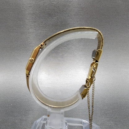Seiko Tank Watch Women 12mm Gold Dial Gold Tone Rectangle 2E205029 New Battery6