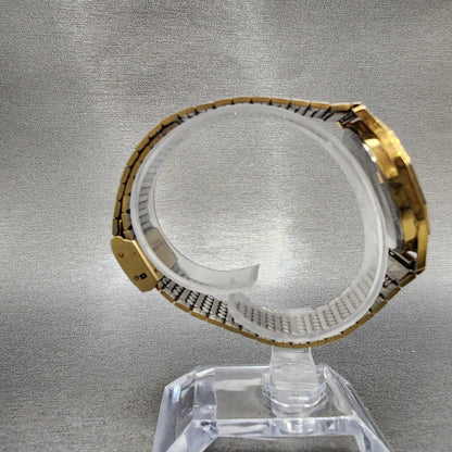 Benrus Watch Men 32mm Black Dial Gold Tone Daydate Round New Battery Vintage8