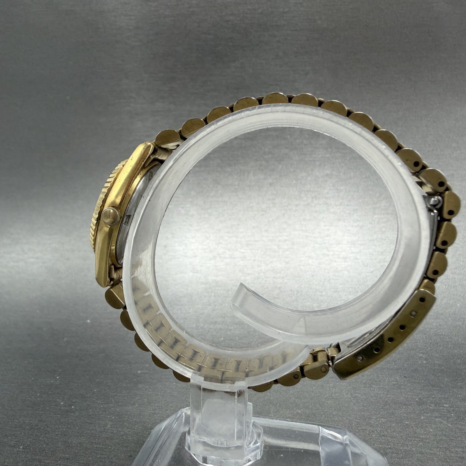 Seiko SQ Watch Women 24mm Gold Dial Gold Tone Daydate 24mm Round New Battery ABI6