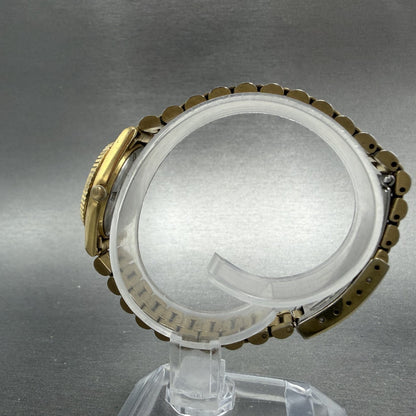 Seiko SQ Watch Women 24mm Gold Dial Gold Tone Daydate 24mm Round New Battery ABI6