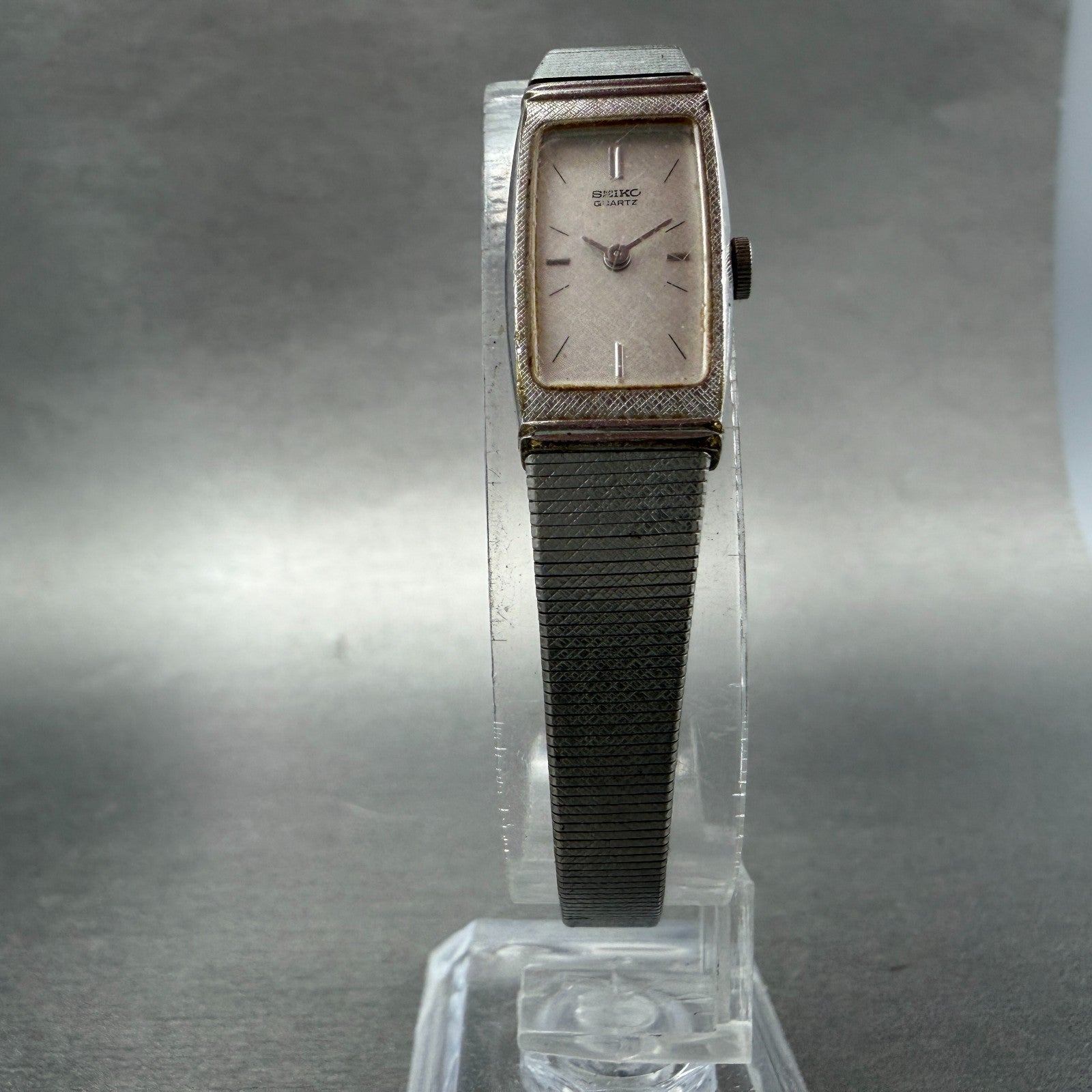 Seko Tank Watch Women 13mm Silver Dial Silver Tone 1320-6079 New Battery Vintage5