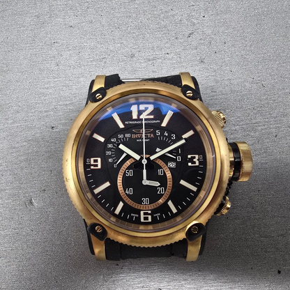 Invicta Russian Diver Chronograph Watch Men 52mm Black Dial Rose Gold New Batt0