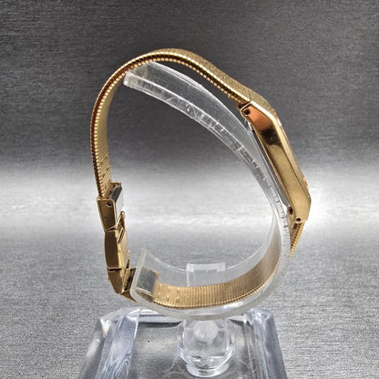 Seiko Tank Watch Women 13mm Gold Dial Gold Tone Rectangle 1320-5990 New Battery8