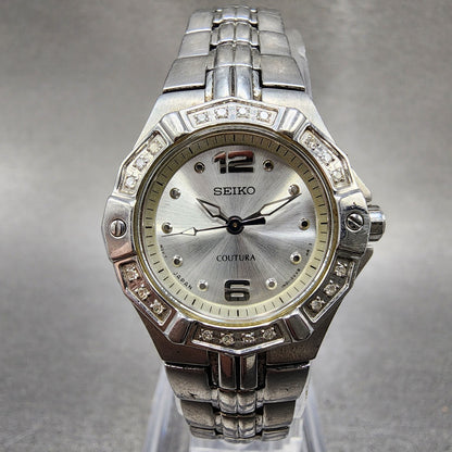 Seiko Coutura Watch Women 23mm Silver Dial Silver Tone 1n010le0 New Battery0