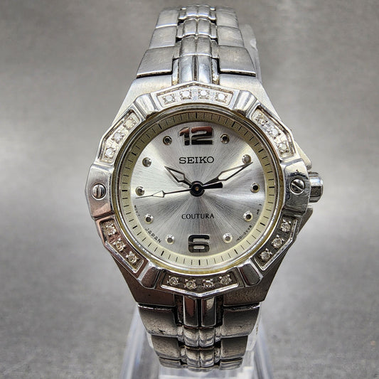 Seiko Coutura Watch Women 23mm Silver Dial Silver Tone 1n010le0 New Battery0