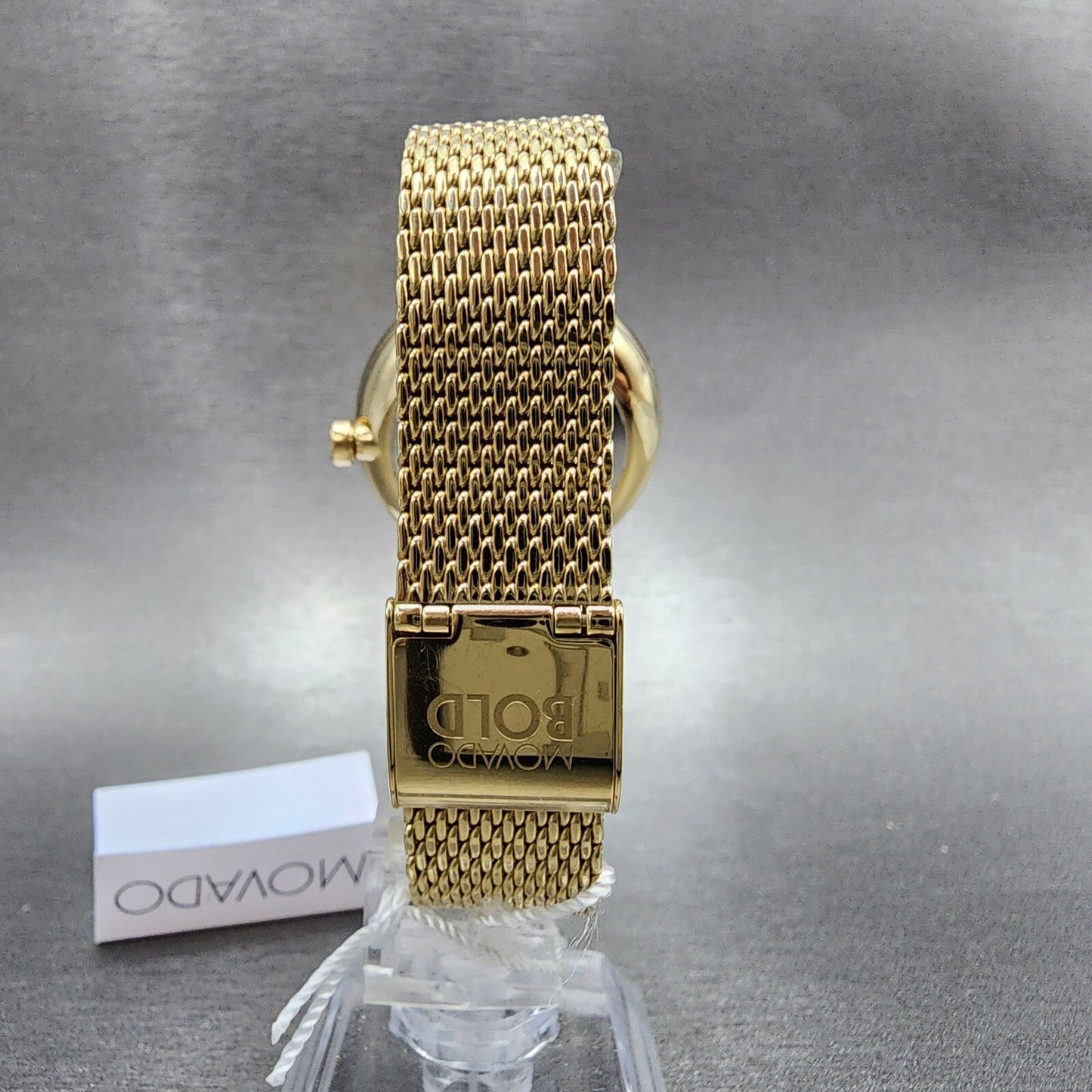 Movado Bold Shimmer Watch Women 34mm Gold Dial Gold Tone Crystal Bezel 36006567