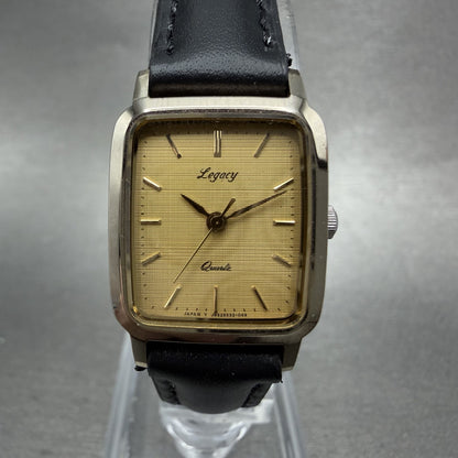 Orient Legacy Tank Watch Women 18mm Gold Dial Gold Tone Rectangle New Battery0