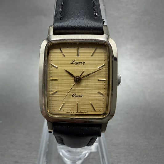 Orient Legacy Tank Watch Women 18mm Gold Dial Gold Tone Rectangle New Battery0