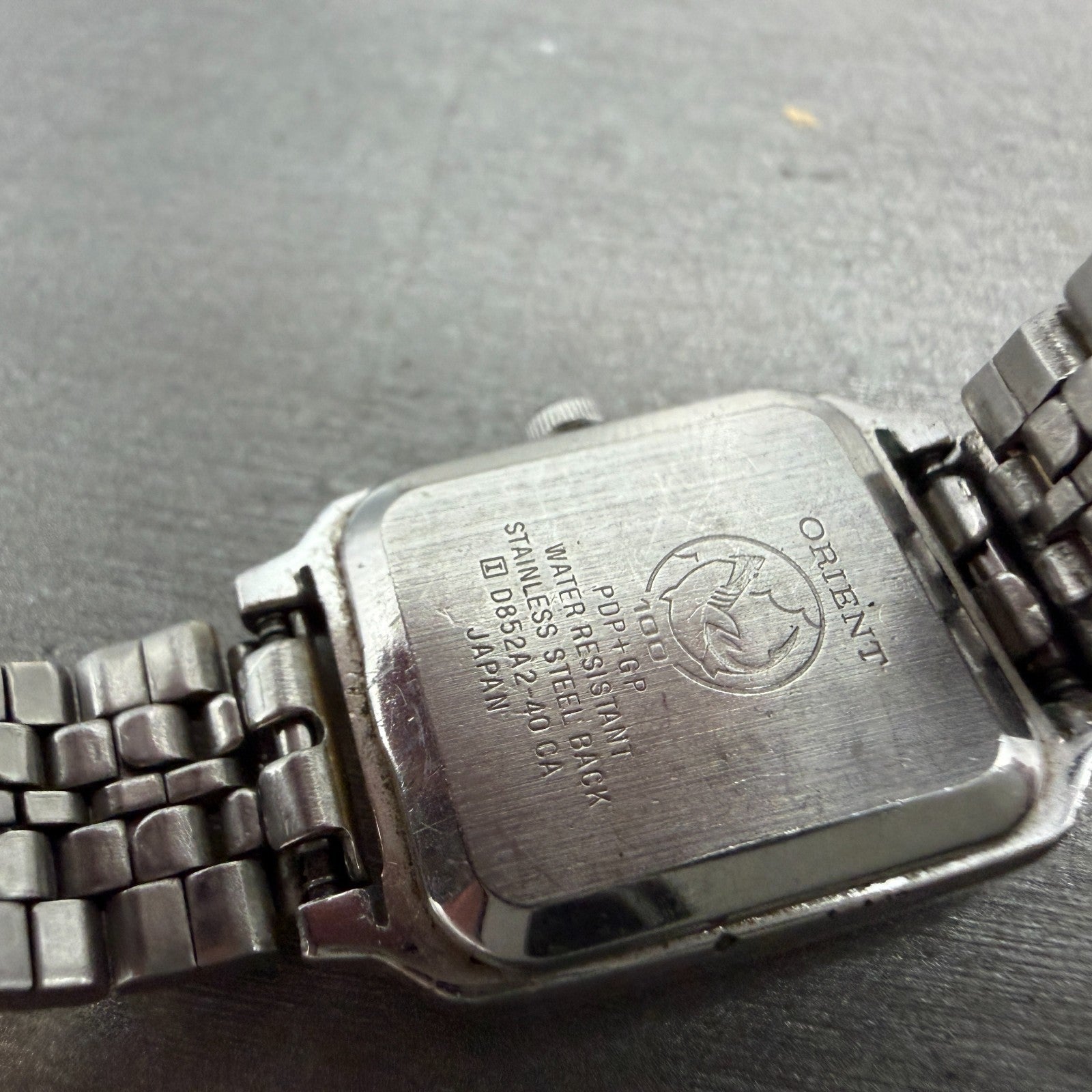 Orient Cygnus Swimmer Watch Women 19mm Black Dial Silver Tone Rectangle New batt9