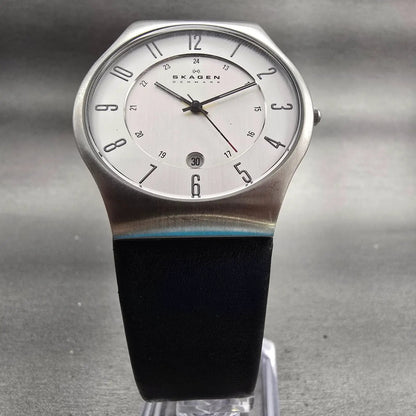 Skagen Watch Men 37mm Silver Dial Silver Tone Date Round 233XXLSLC New Battery5