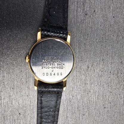 Seiko Watch Women 20mm White Dial Gold Tone Round 2Y00-0A10 New Battery VTG JP2310