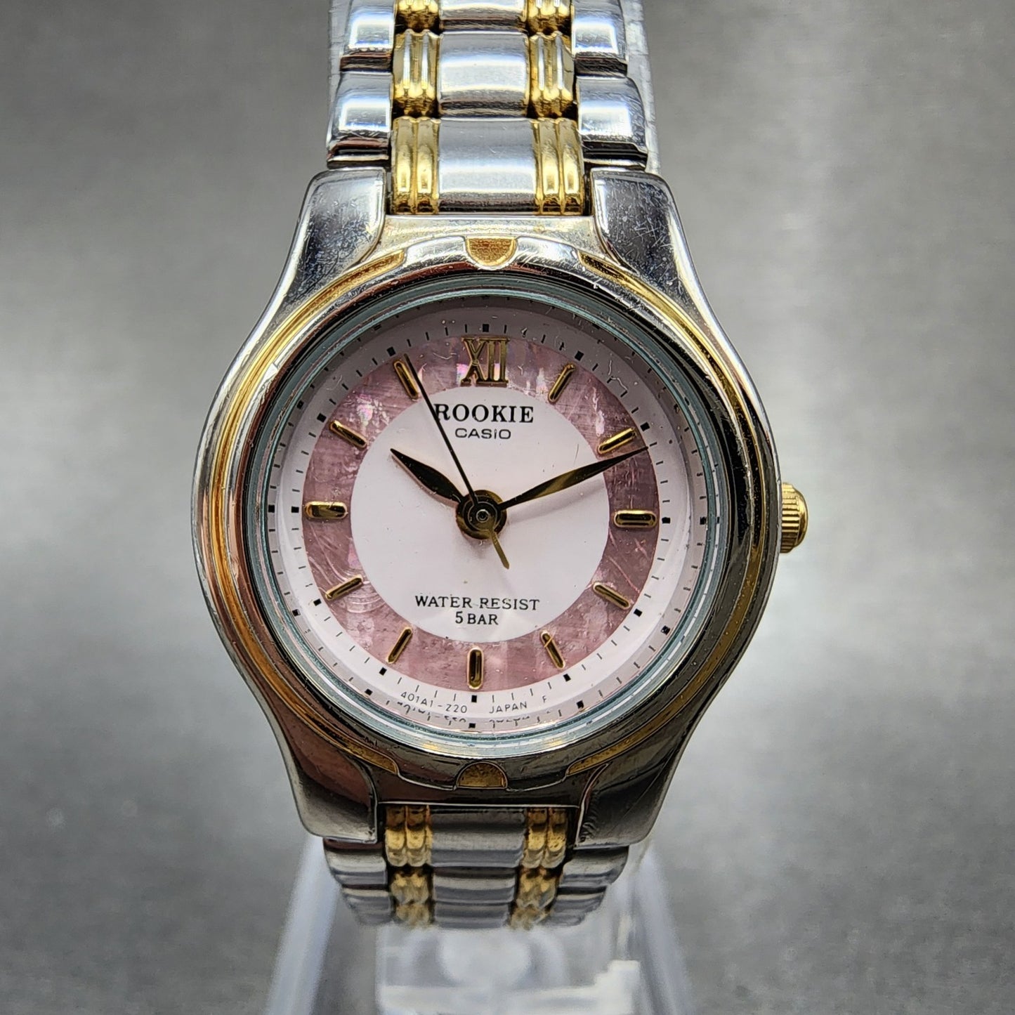 Casio Rookie Watch Women 24mm Pink Dial Two Tone Round RKM612 New Battery0