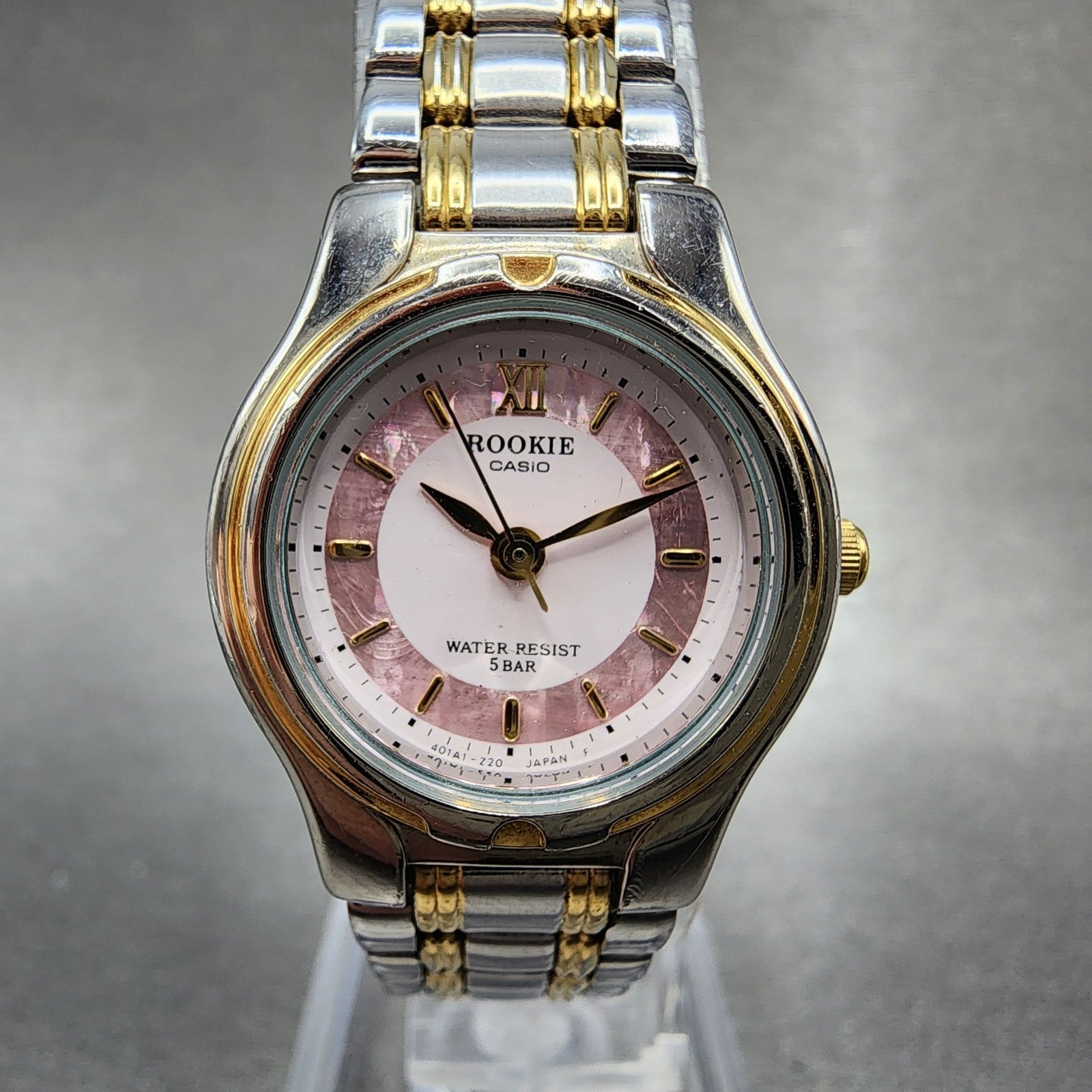 Casio Rookie Watch Women 24mm Pink Dial Two Tone Round RKM612 New Battery0