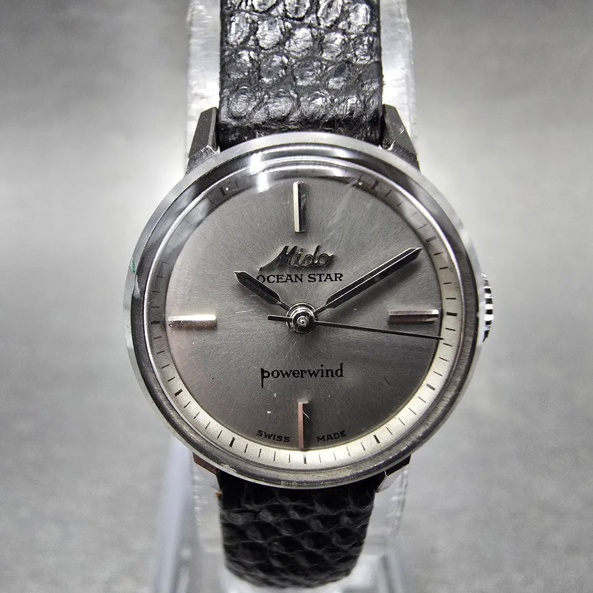 Mido Oceanstar Powerwind Watch Women 19mm Silver Dial Steel Automatic VTG Runs0