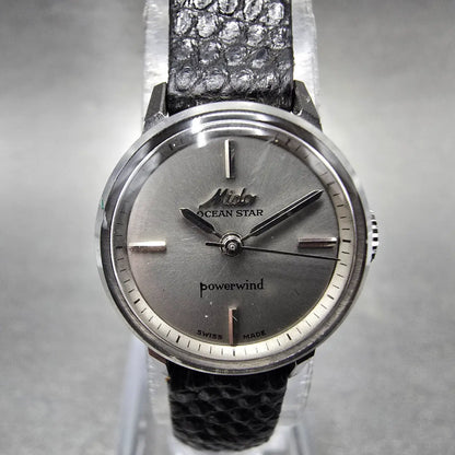 Mido Oceanstar Powerwind Watch Women 19mm Silver Dial Steel Automatic VTG Runs0