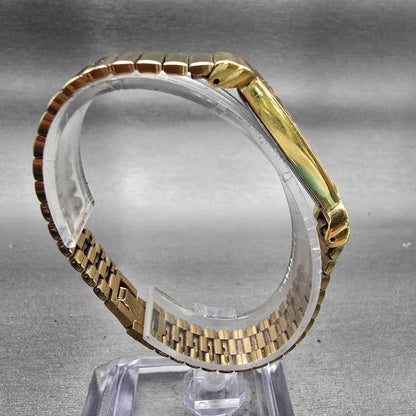 Seiko Watch Women 15mm Gold Dial Gold Tone Asymmetrical 1F20-5D59 New Battery8