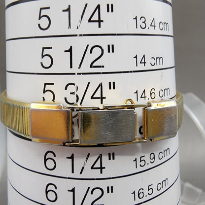 VTG Seiko Watch Women 12mm Gold Dial Gold Tone Rectangle 13205049 New Battery10