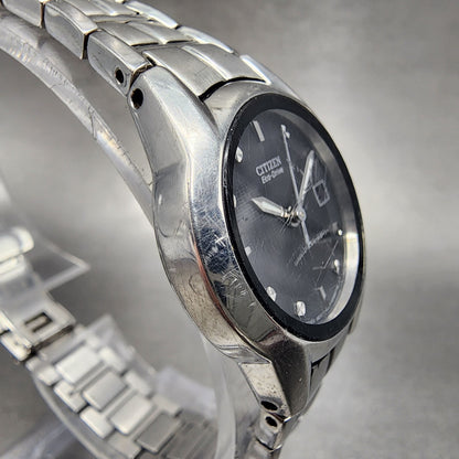 Citizen EcoDrive Watch Women 26mm Black Dial Steel Date Round E011S058503 A233