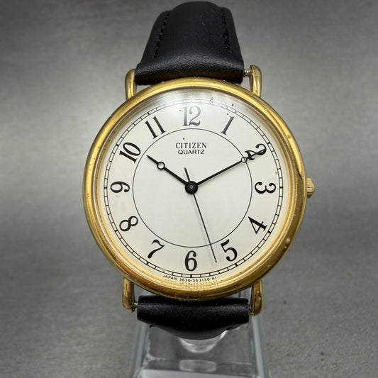Citizen CQ Watch Men 32mm Silver Dial Gold Tone Round 3630-360788 New Battery0