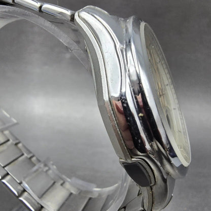 Casio Wave Ceptor Watch Men 42mm Champagne Dial Steel Solar Analog Digital Works3