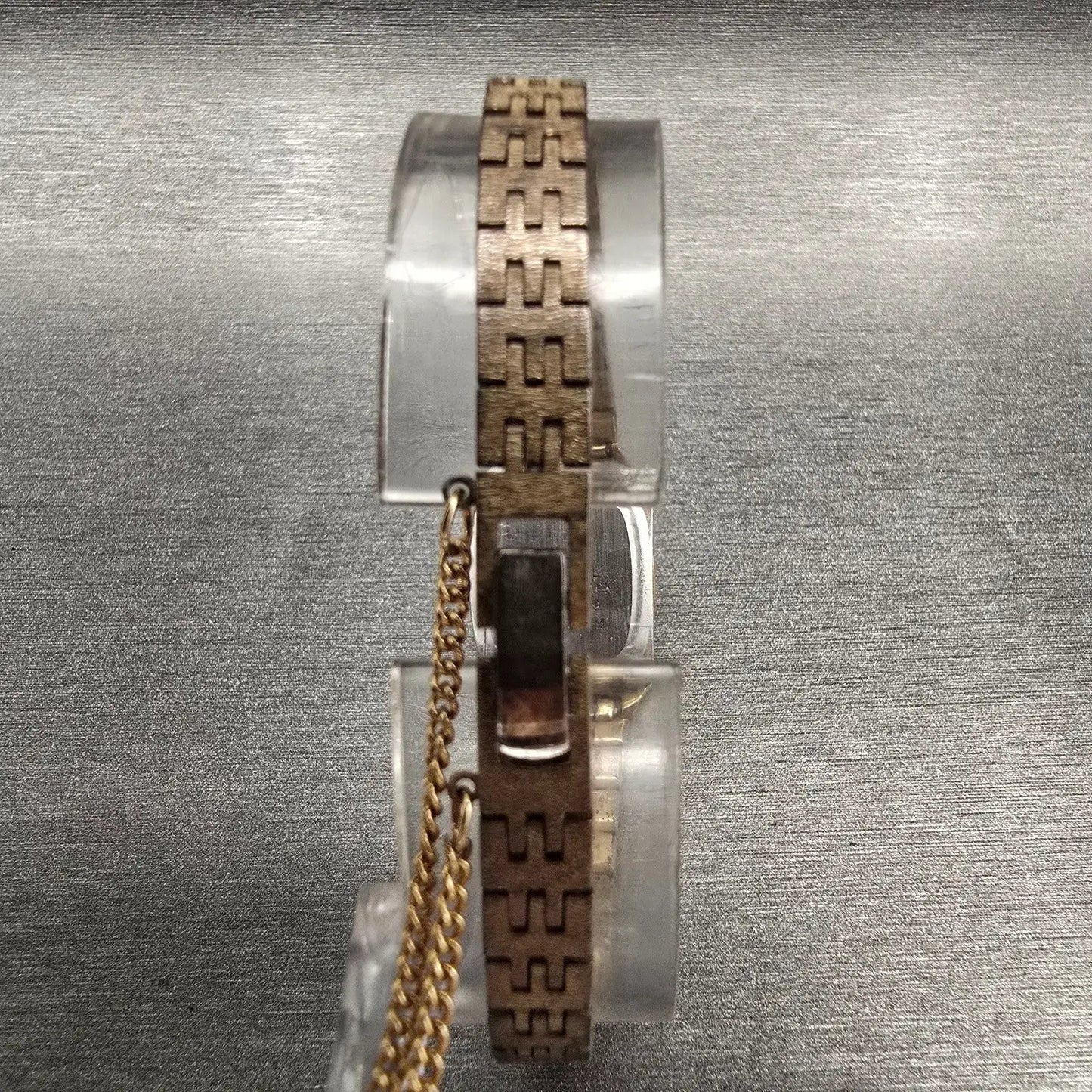 Seiko Watch Women 17mm Gold Dial Gold Tone Rectangle 1400-7399 New Battery VTG7