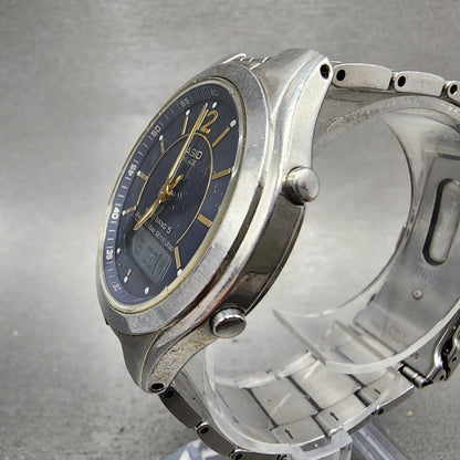 Casio Lineage LCWM200 Watch Men 38mm Blue Dial Steel Analog Digital Solar Works2