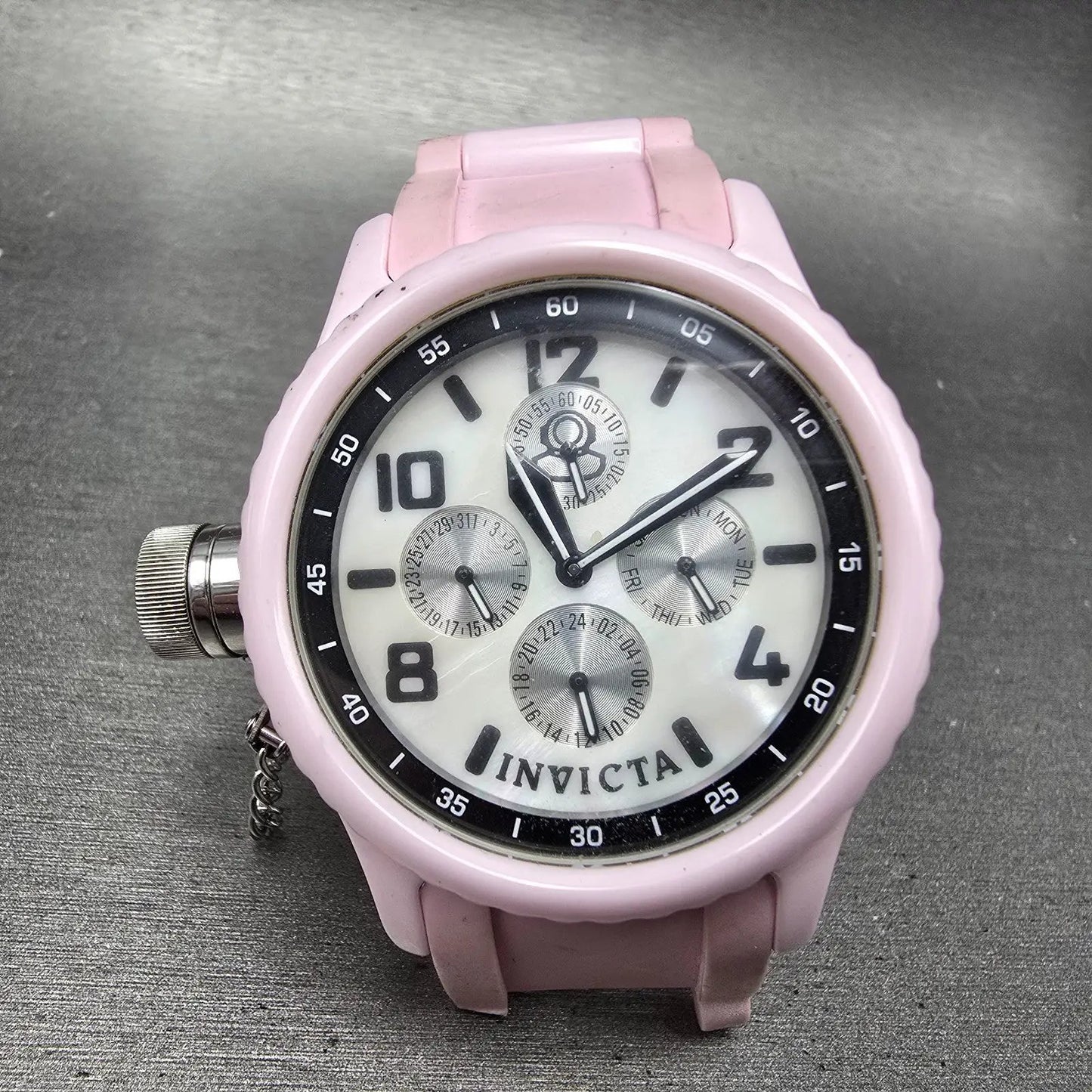 Invicta Russian Diver Watch Women 42mm MOP Dial Pink Tone Daydate 11367 PARTS0