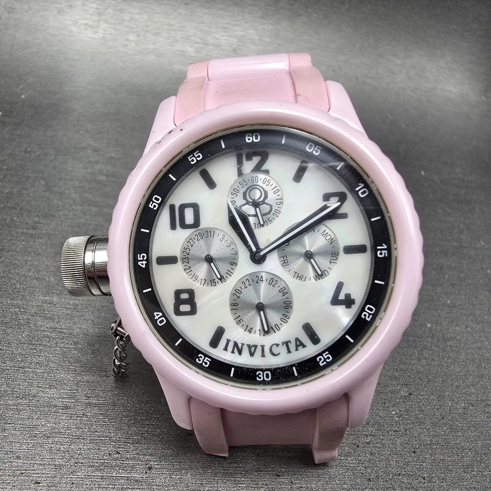 Invicta Russian Diver Watch Women 42mm MOP Dial Pink Tone Daydate 11367 PARTS0