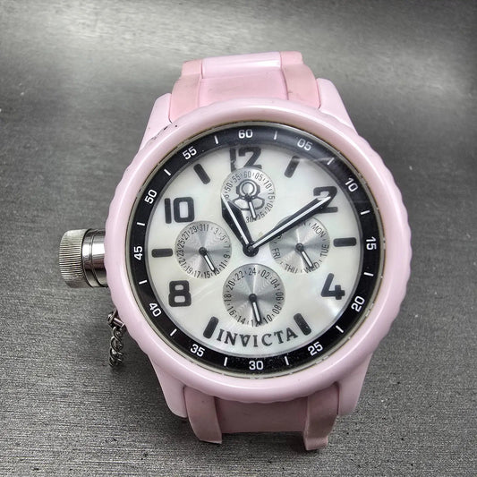 Invicta Russian Diver Watch Women 42mm MOP Dial Pink Tone Daydate 11367 PARTS0