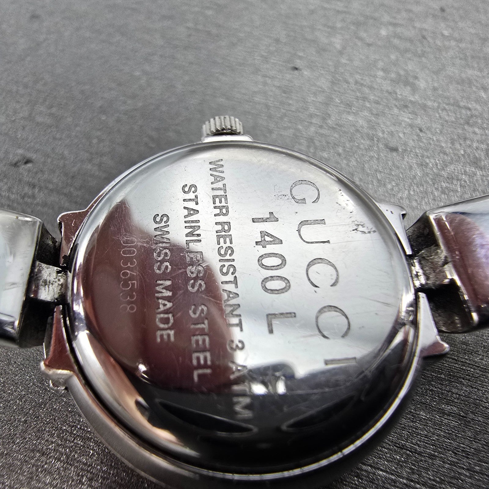 Gucci 1400L Watch Women 26mm Black Dial Silver Tone Round New Battery Swiss Made9