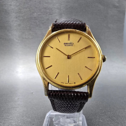 Seiko Watch Men 30mm Gold Dial Gold Tone Round 6530-6140 VTG PARTS6