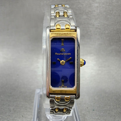 Maurice Lacroix Tank Watch Women 13mm Blue Dial Two Tone Rectangle New Battery0