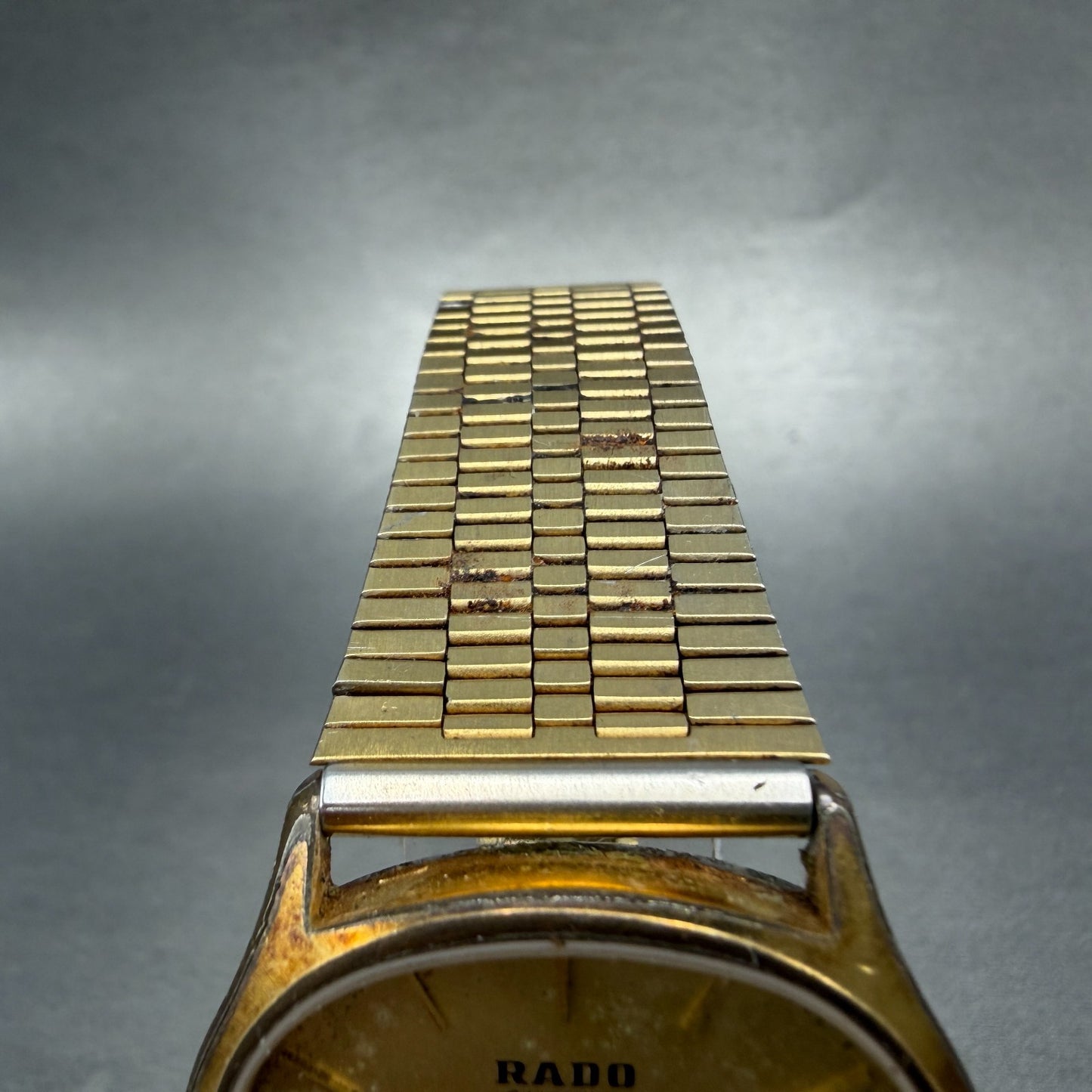 Rado Custom Watch Men 34mm Gold Dial Gold Tone Oval 713.5055.2 New Battery4