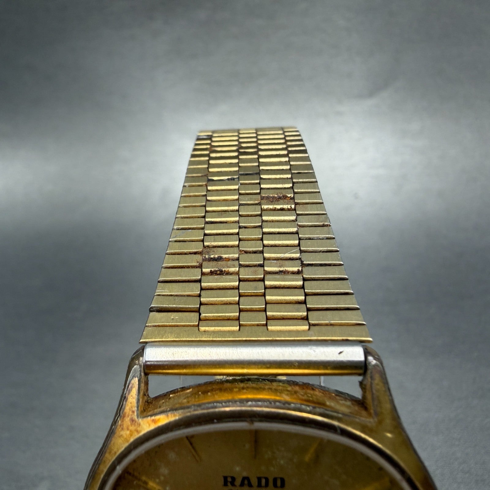 Rado Custom Watch Men 34mm Gold Dial Gold Tone Oval 713.5055.2 New Battery4
