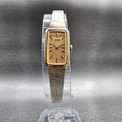 Seiko Watch Women 13mm Gold Dial Gold Tone Rectangle 1320-5779 New Battery JP5