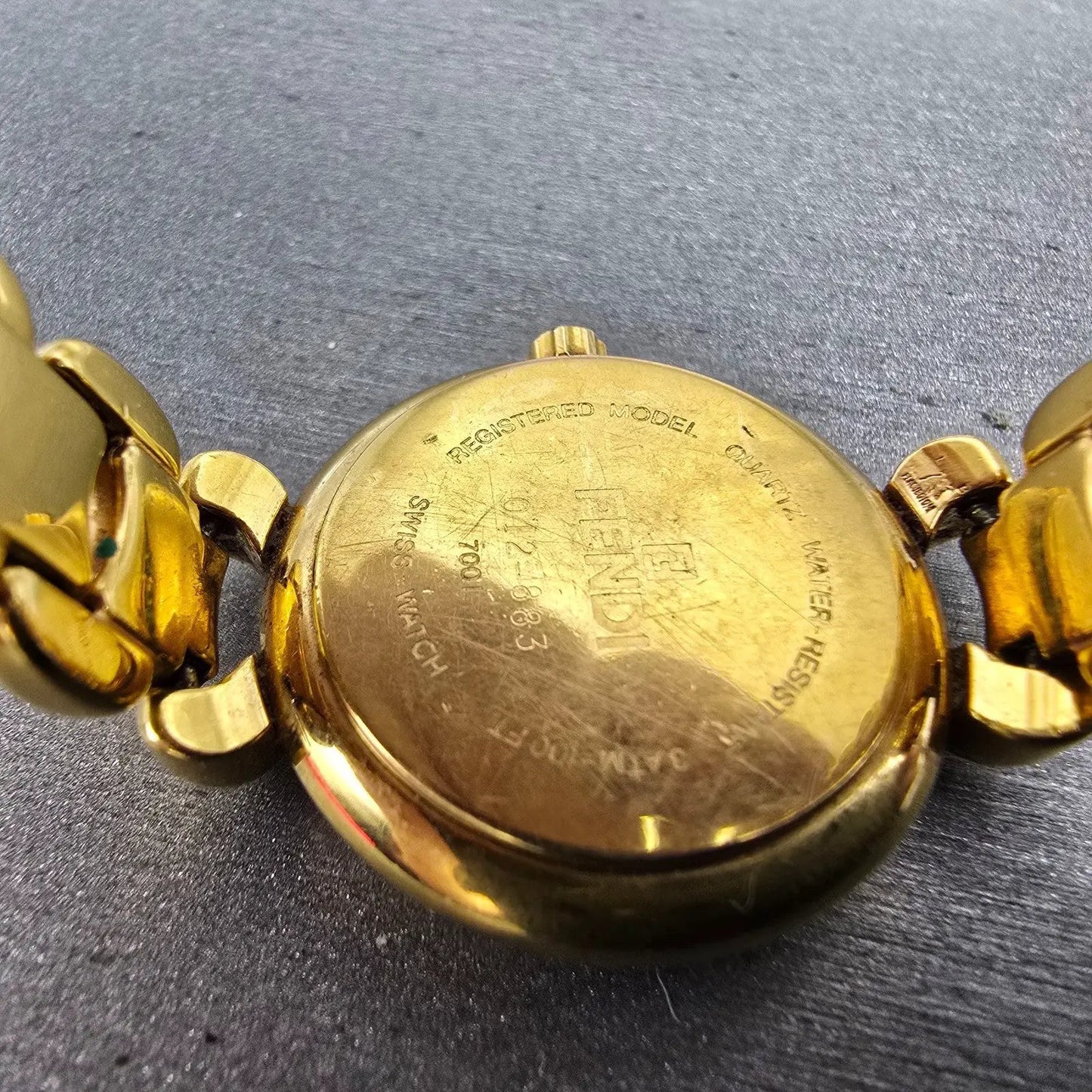 Fendi Watch Women 25mm Gold Dial Gold Tone Round NO GLASS! 700L New Battery READ9