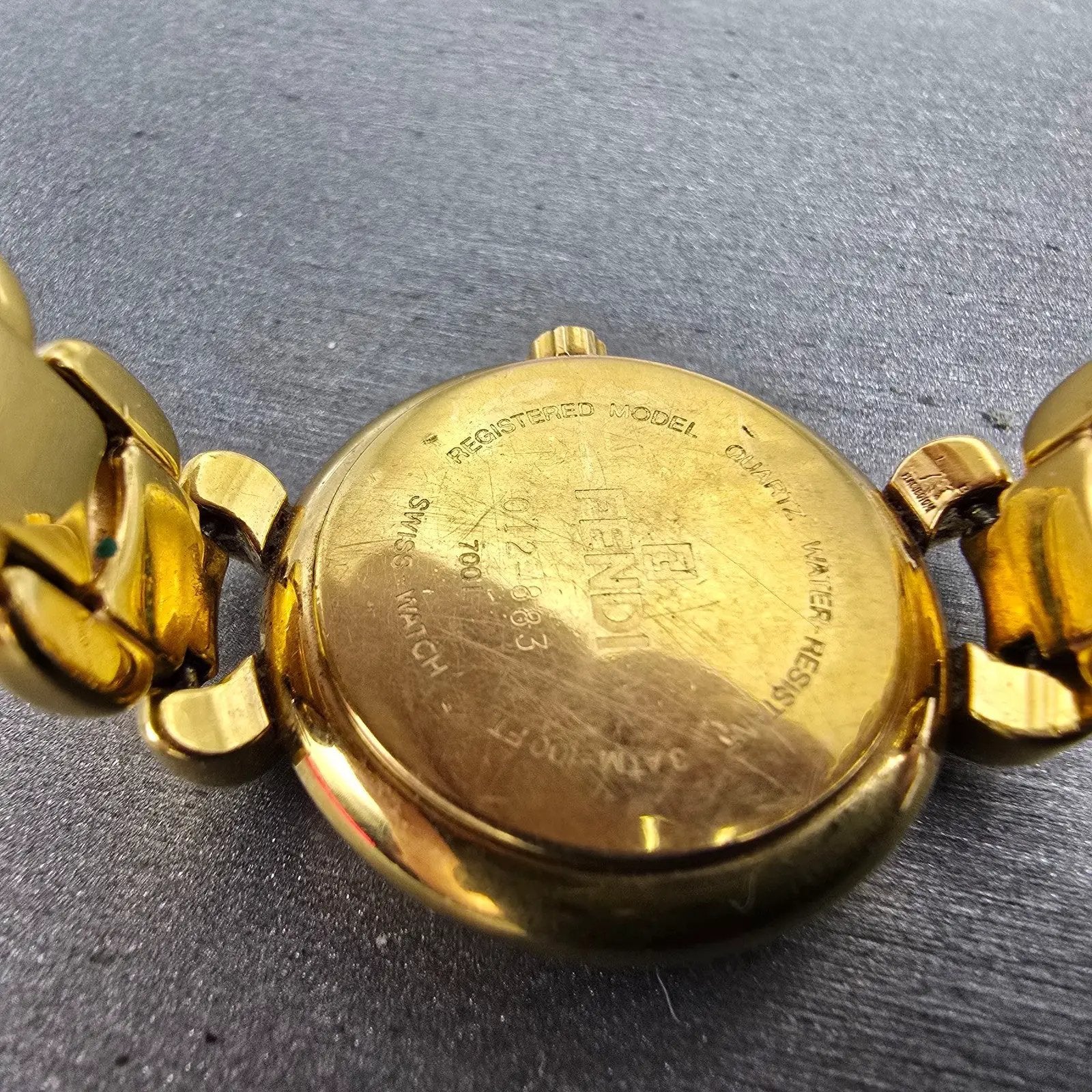 Fendi Watch Women 25mm Gold Dial Gold Tone Round NO GLASS! 700L New Battery READ9